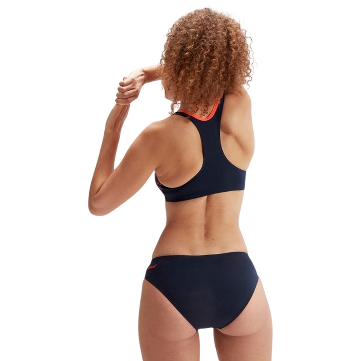 Maillot de bain 2 pièces motif/style à rayures bleu marine / rose, SPEEDO