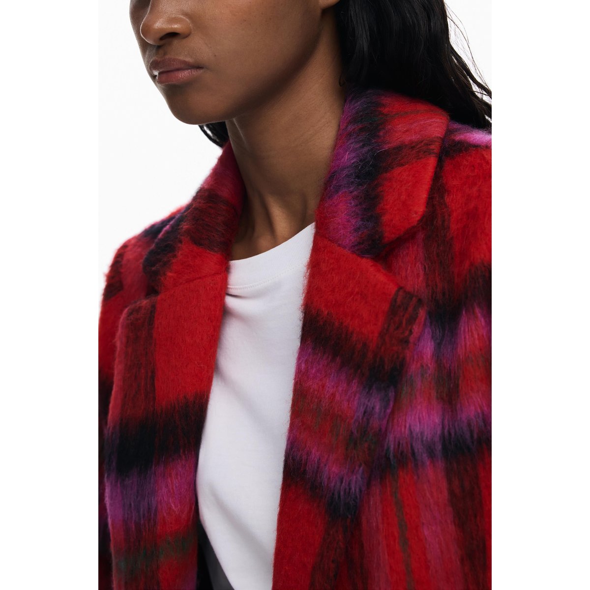 Manteau à carreaux rouges rouge, DESIGUAL