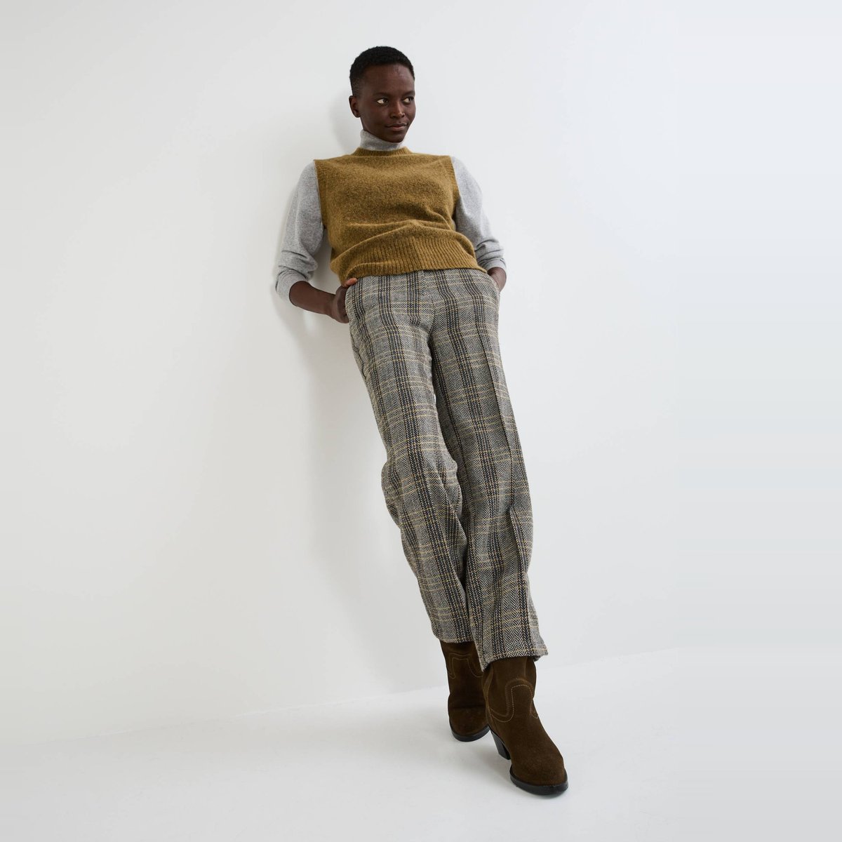 Pantalon large à pinces fantaisie arbre, MONOPRIX