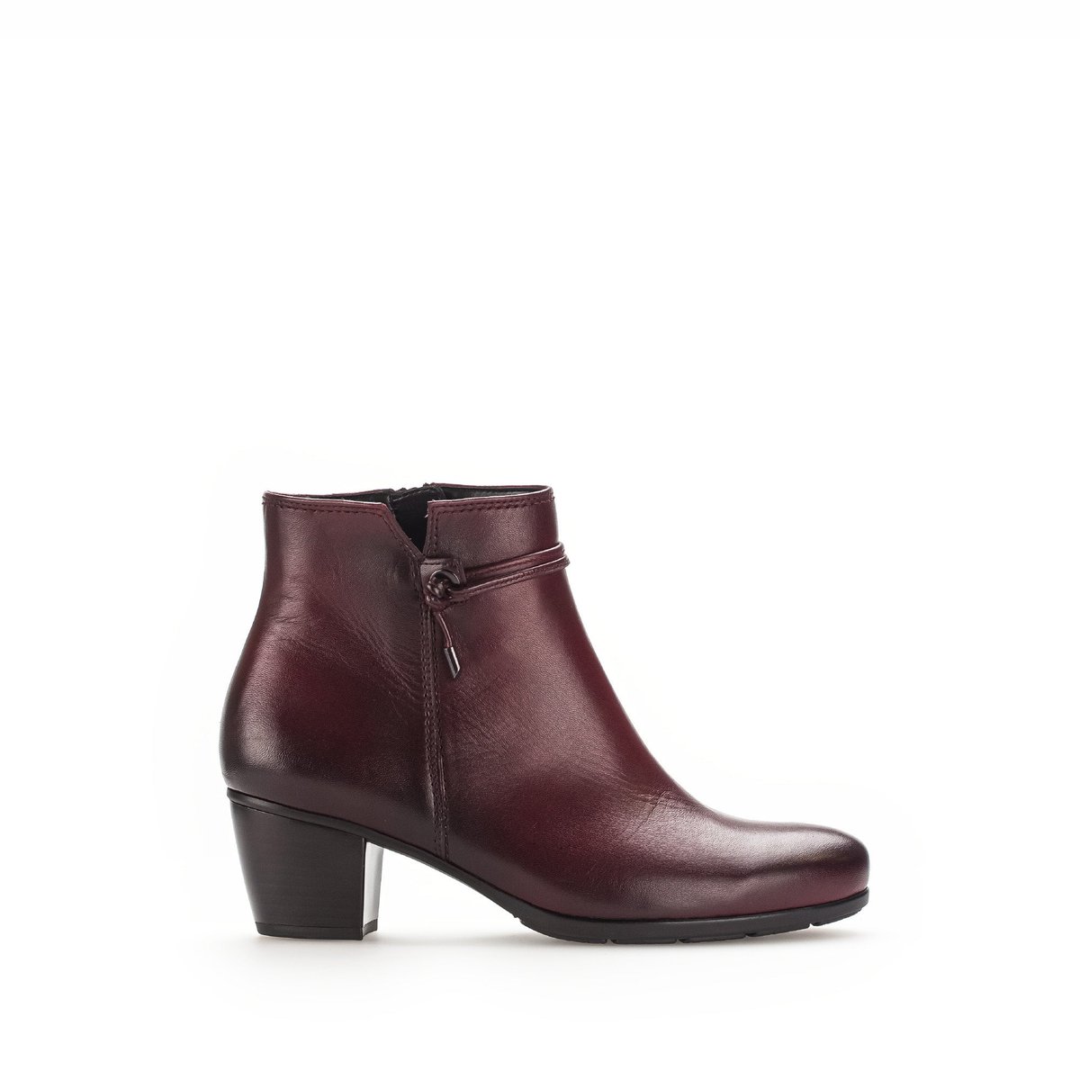 Bottines en cuir lisse à talon décroché block bordeaux, GABOR