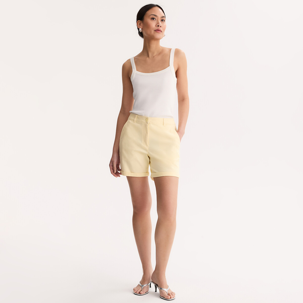 Short chino, coton stretch jaune, ANNE WEYBURN