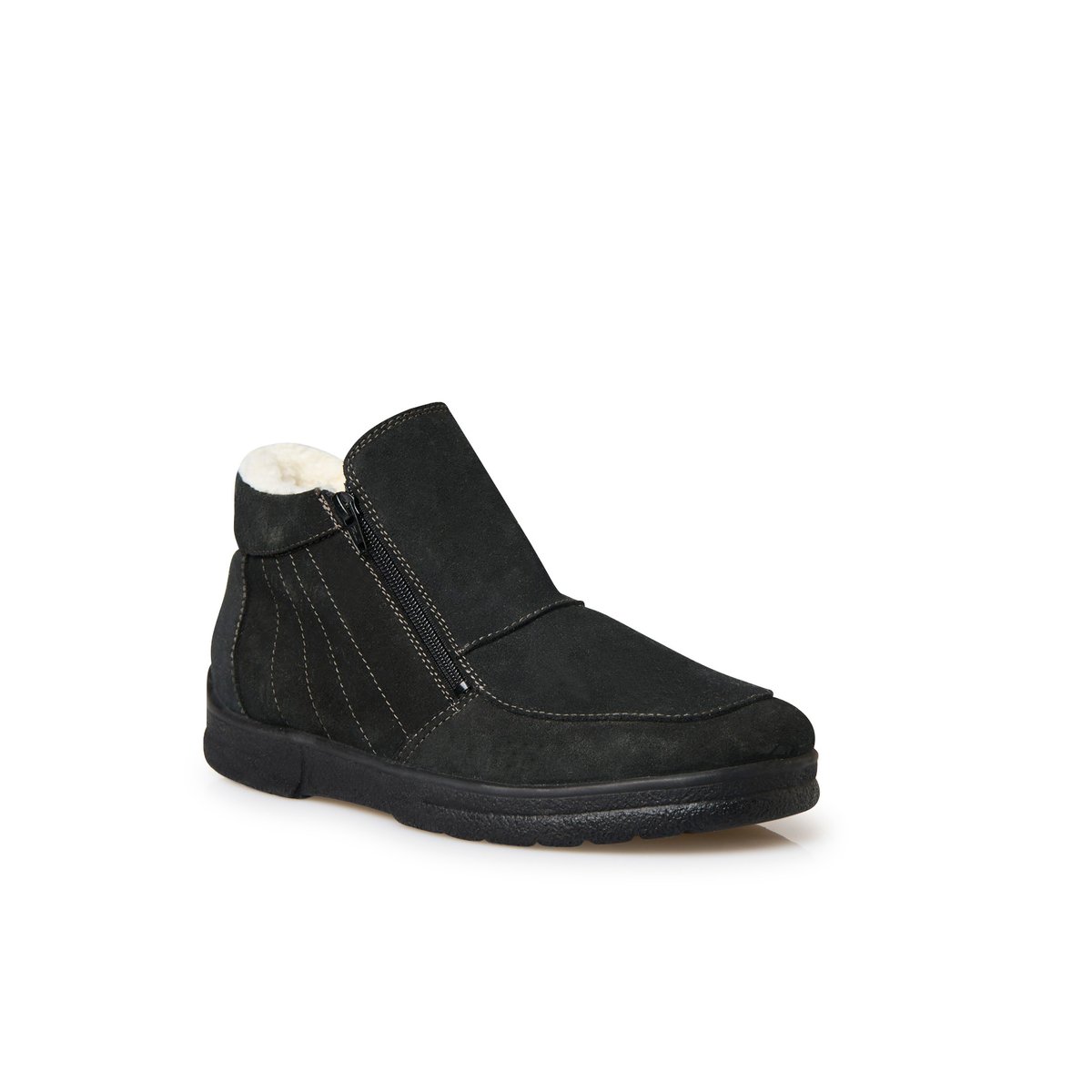 Boots fourrées double zip noir, PEDICONFORT