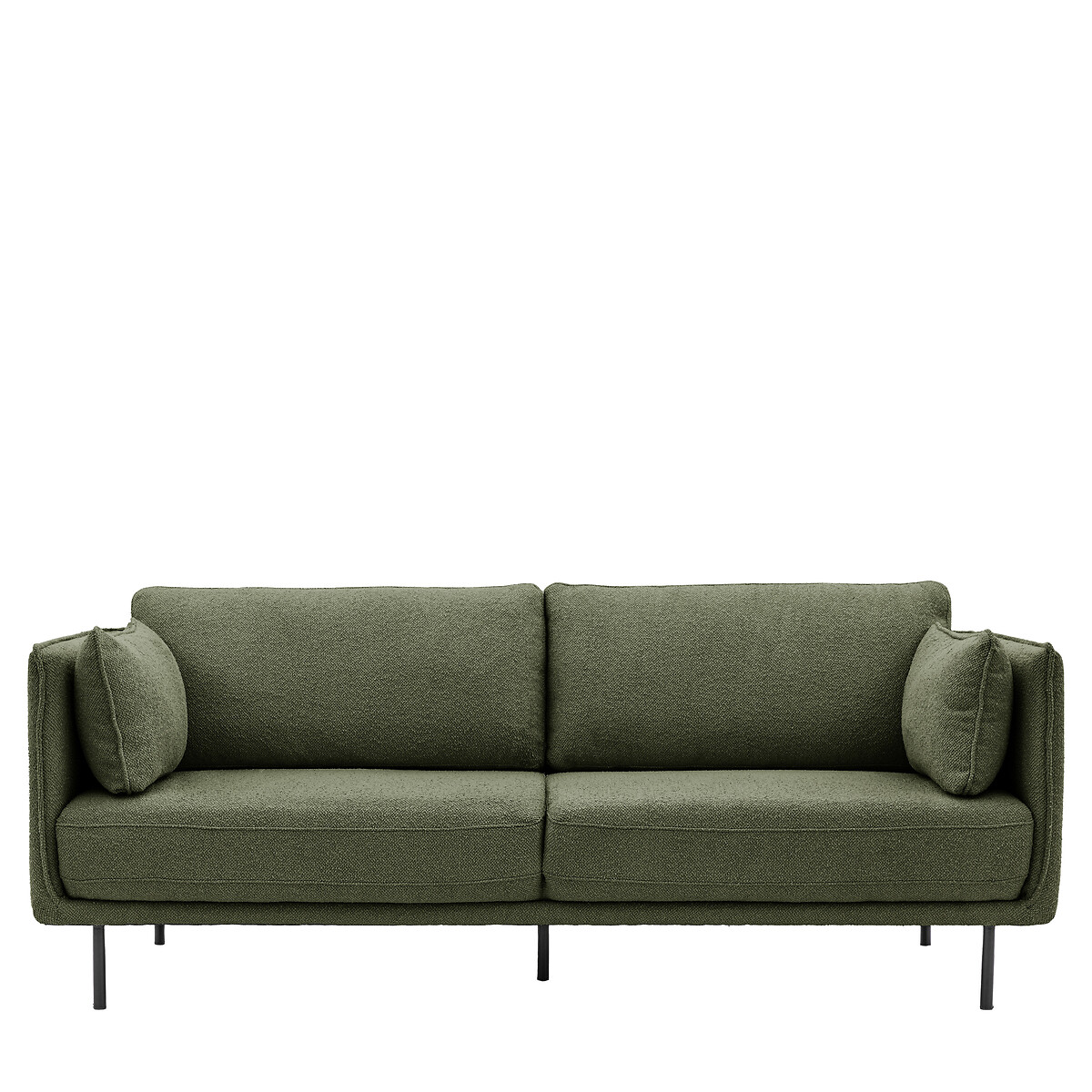 Ashar Mid-Century Boucle 3-Seater Sofa with Black Metal Legs green, ÉDITÉ