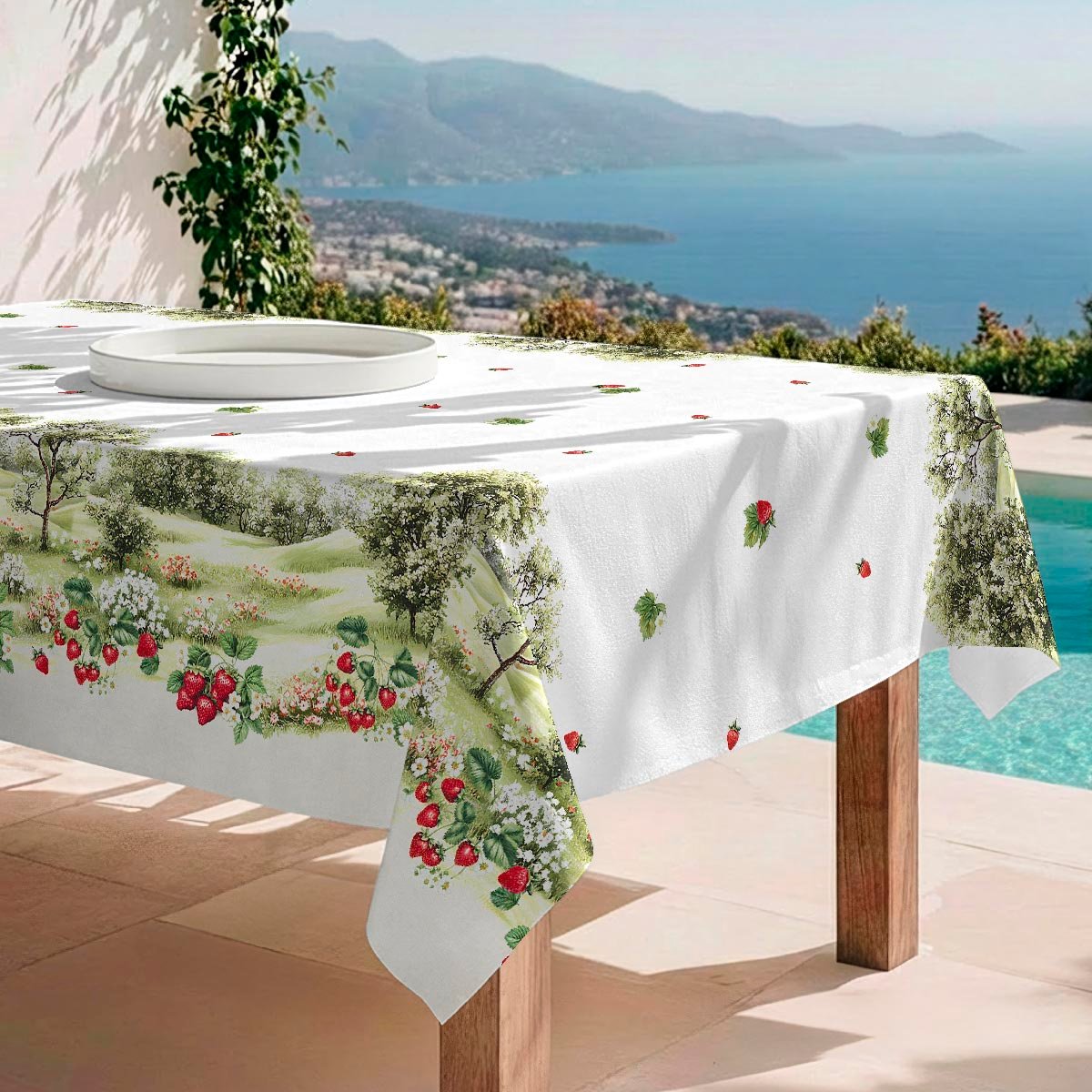 Nappe anti-taches Strawberry - 100% coton - vert, NAF NAF HOME