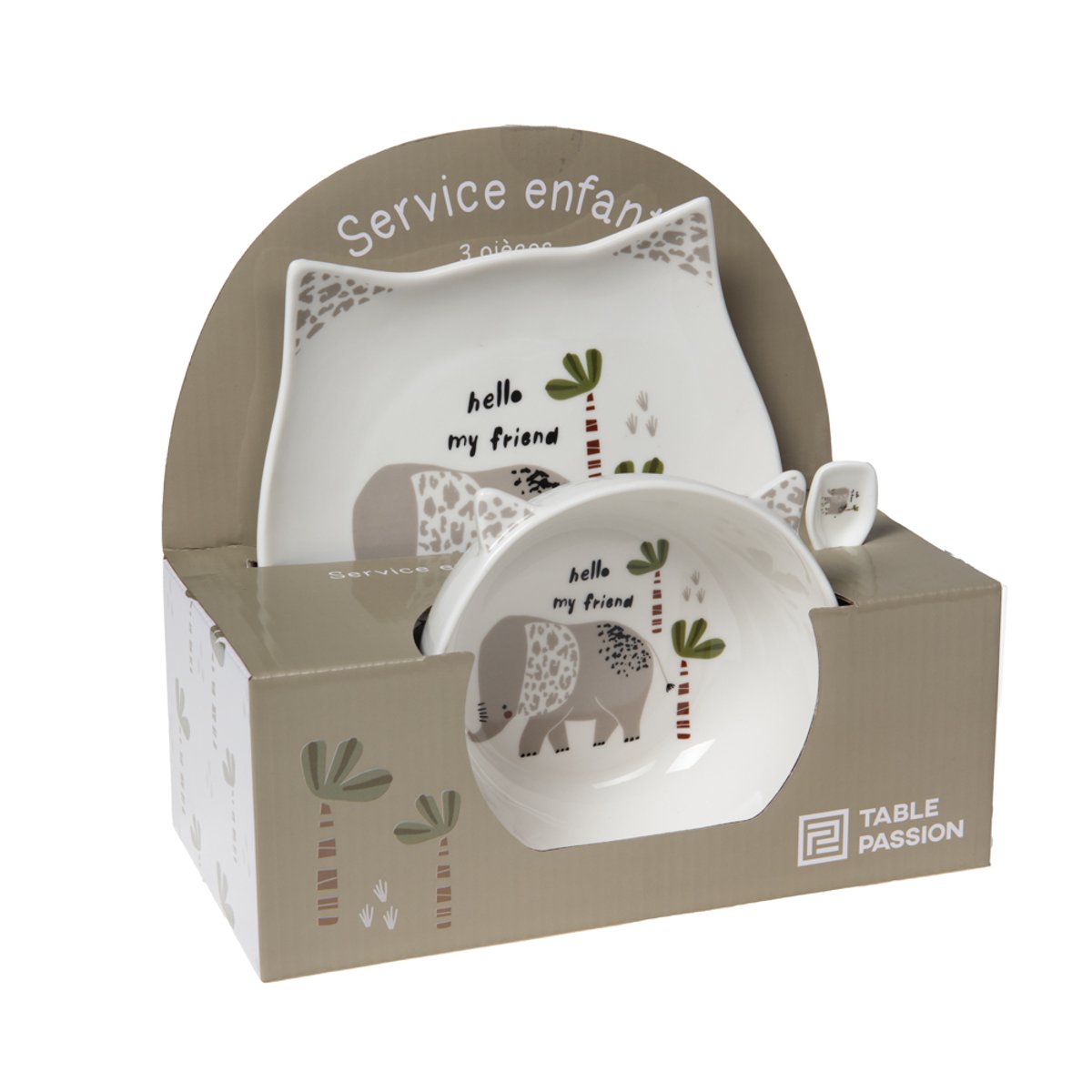 Service enfant 3 pièces Éléphant blanc, TABLE PASSION