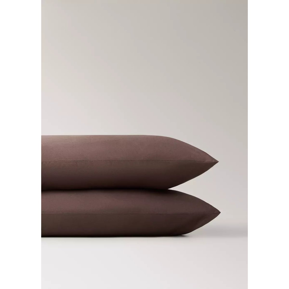 Deux taies d'oreiller percale de coton 200 fils 50x75 cm marron, MANGO HOME