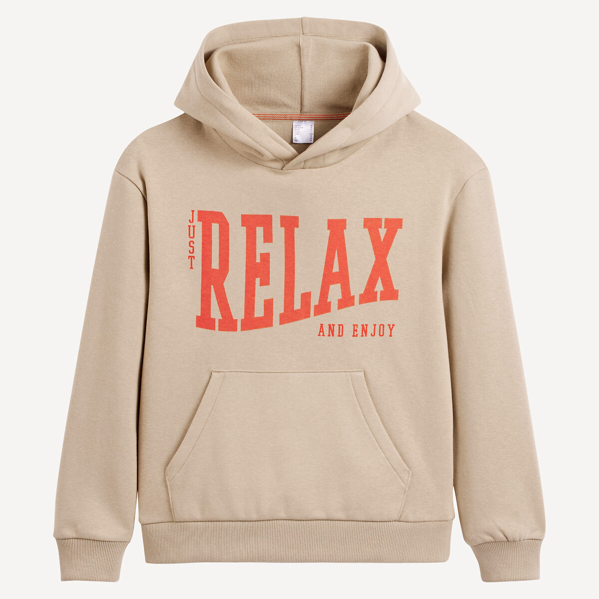 Slogan Print Hoodie beige, LA REDOUTE COLLECTIONS