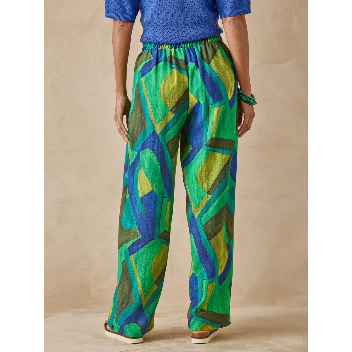 Pantalon large et fluide imprimé vert, DAXON