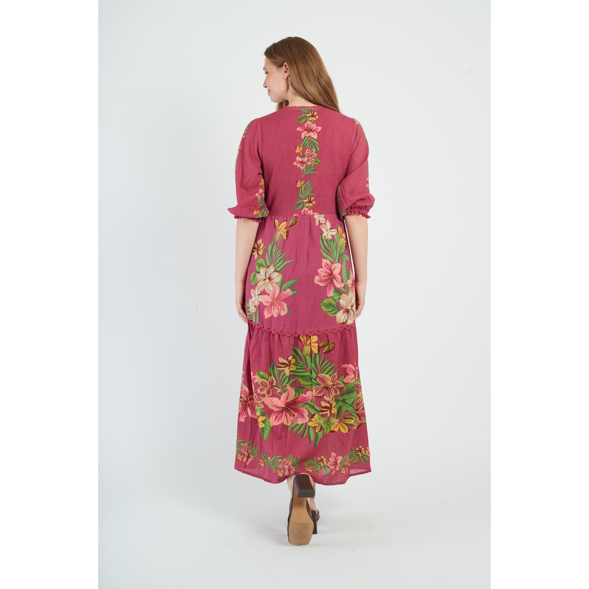 Robe longue imprimée MONIQUE rose, DERHY