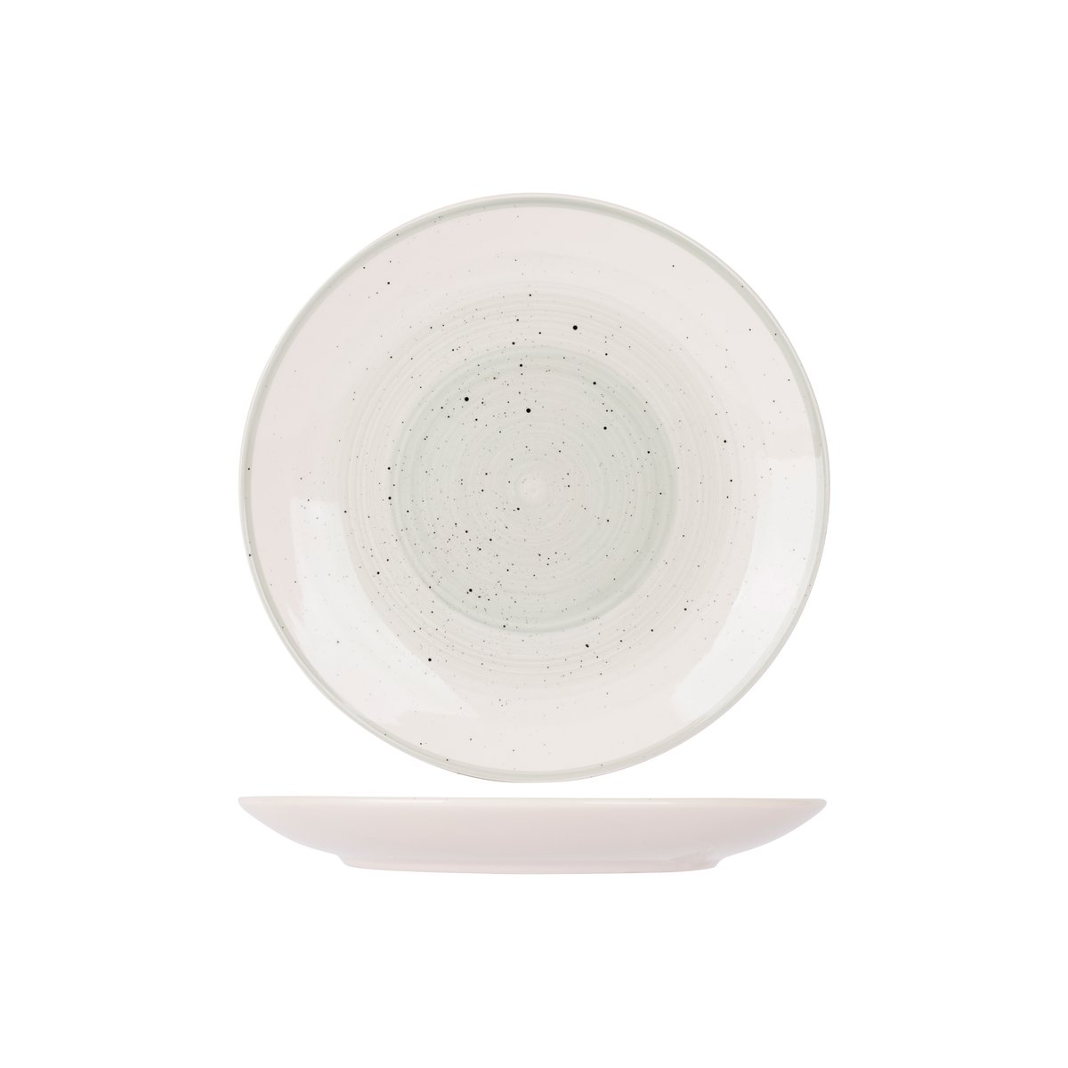Lot de 6 Assiettes plates en grès, MIRA vert-blanc, COSY&TRENDY