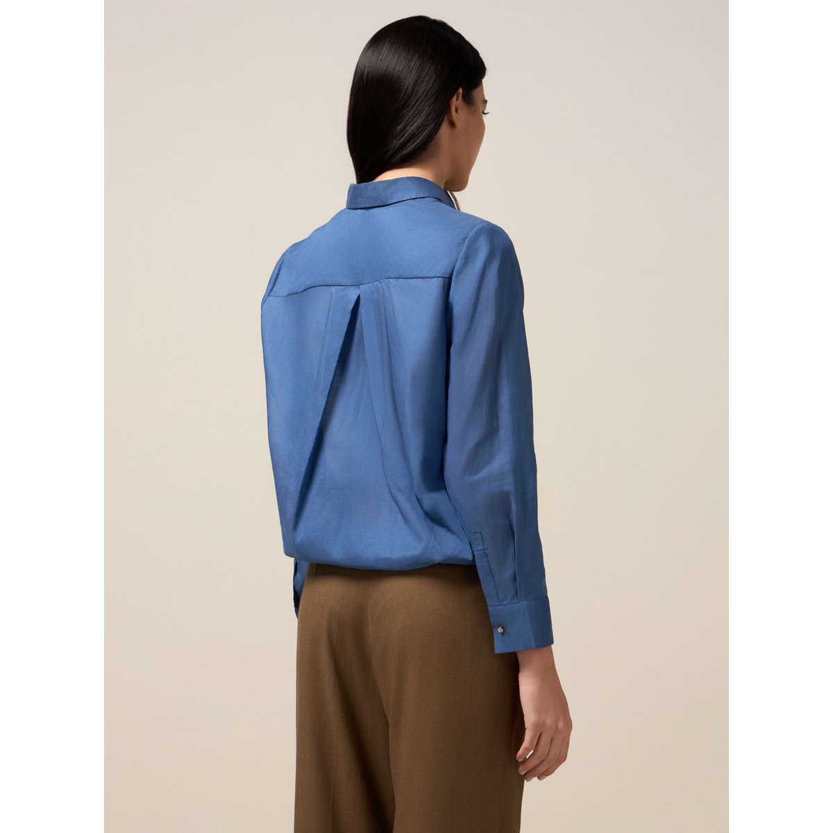 Chemise avec cordon de serrage au bas bleu, OLTRE