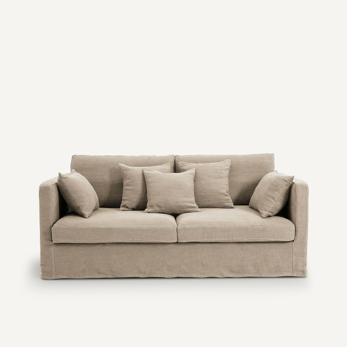 Sofá de 3, 4 ou 5 lugares, em linho grosso stonewashed, Néo Kinkajou natural, AM.PM