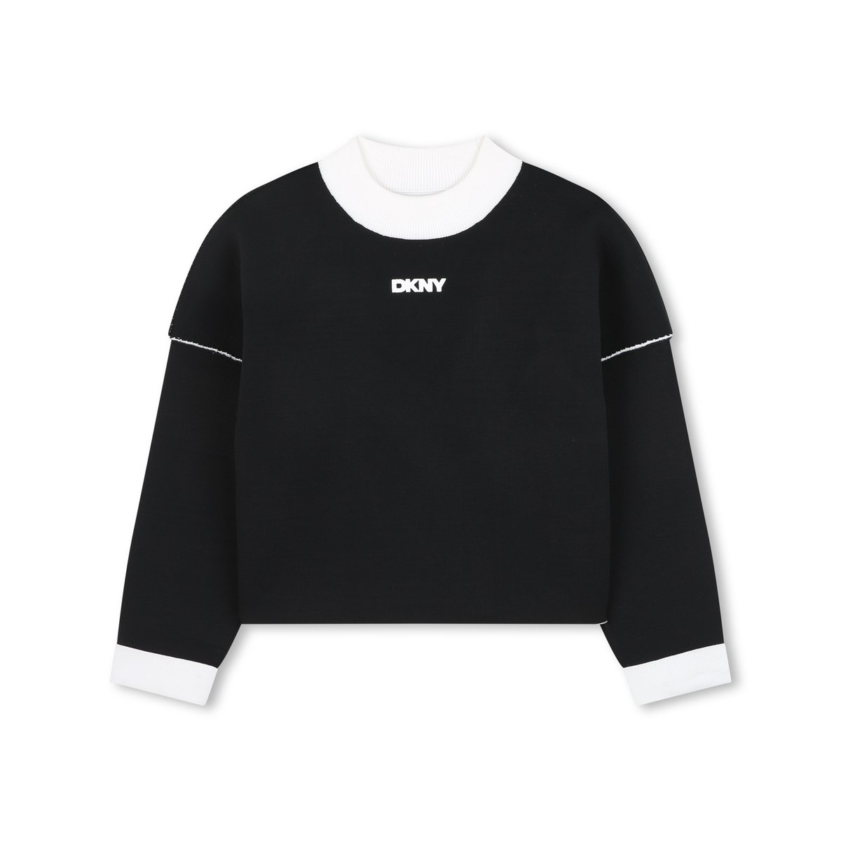 Pull en maille réversible noir ecru, DKNY
