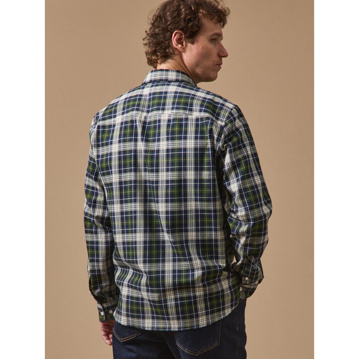Chemise carreaux  - coupe contemporaine carreaux vert/jaune, CYRILLUS