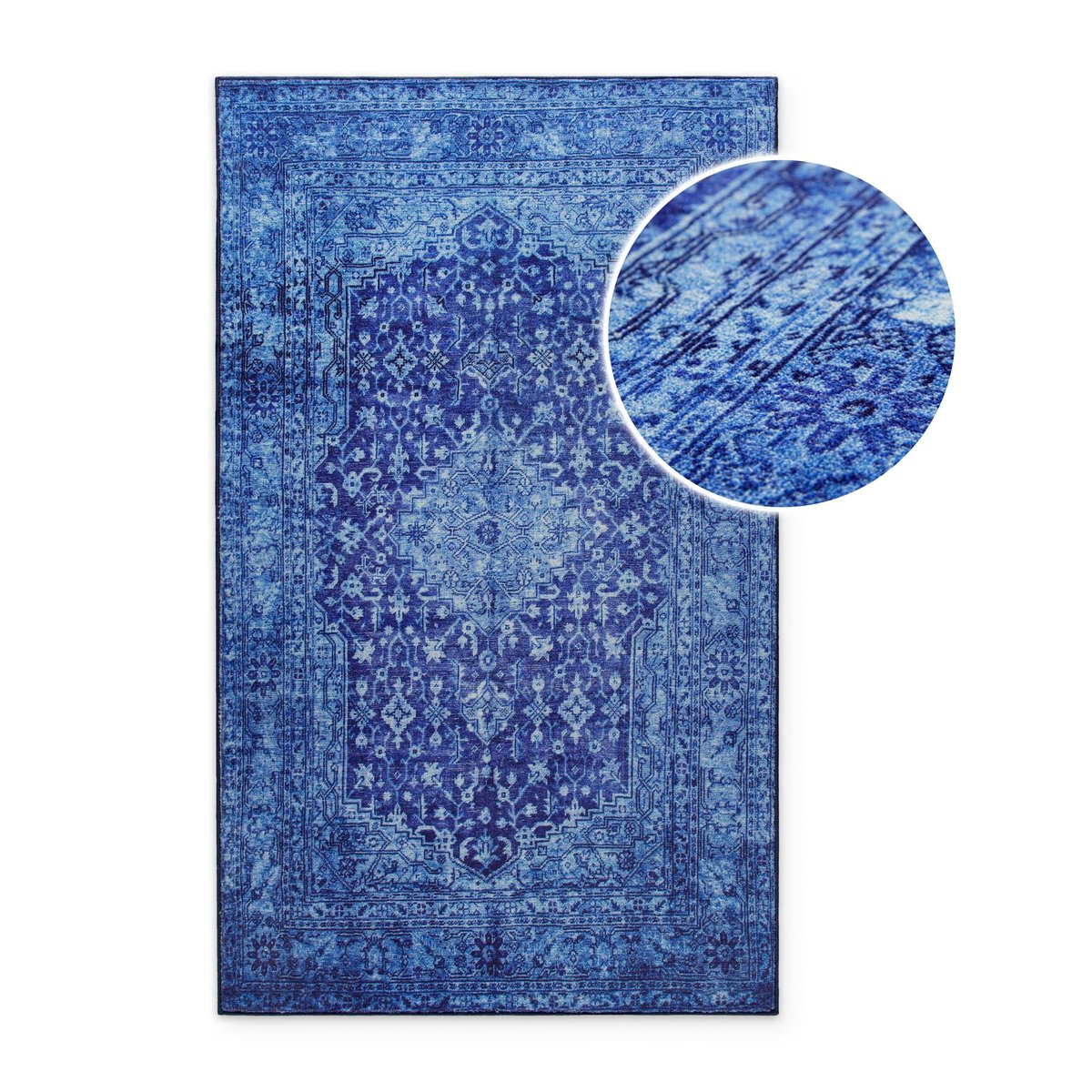 Tapis de bain WECONhome Ralph, design vintage oriental, dos TPE antidérapant, lavable 30 °C, certifié OEKO-TEX® , Ralph bleu multicolore, WECON HOME