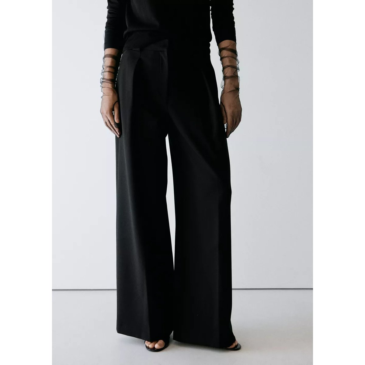 Pantalon de tailleur droit noir, MANGO
