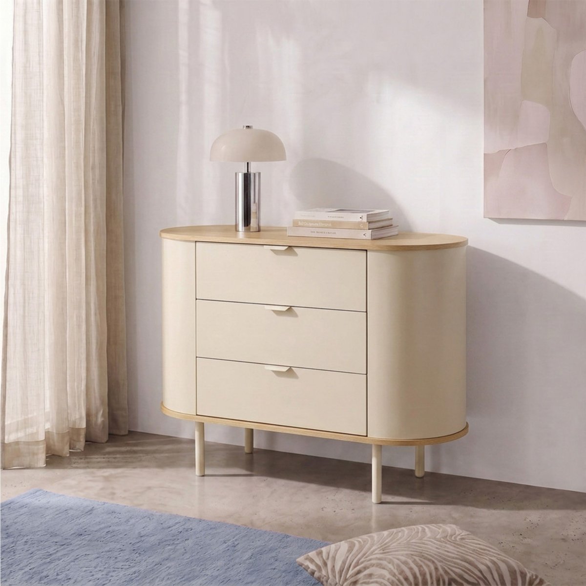 Commode 3 tiroirs en bois et métal- WILL beige, DRAWER