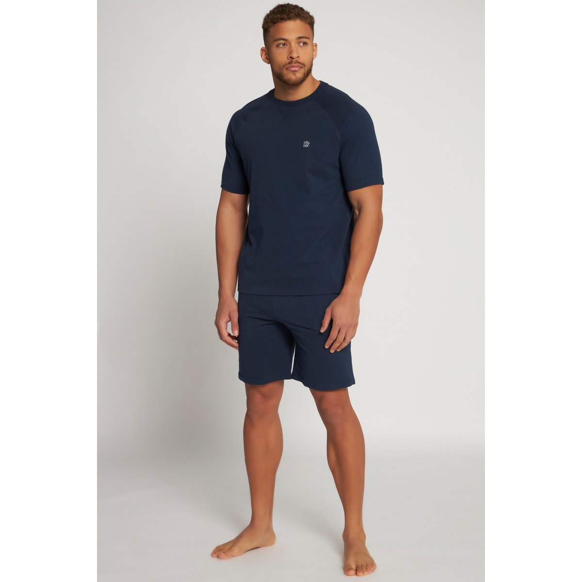 Pyjama composé d'un T-shirt et d'un short bleu nuit mat, JP1880
