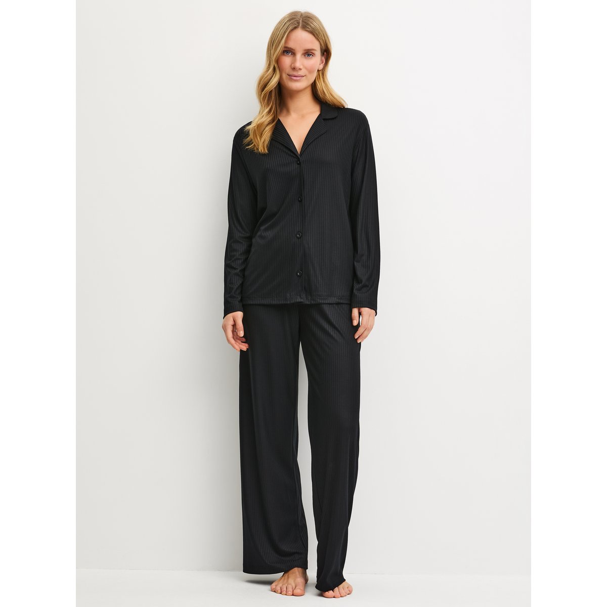 Pyjama à boutons manches longues Modal STRIPED DREAMS noir, CALIDA