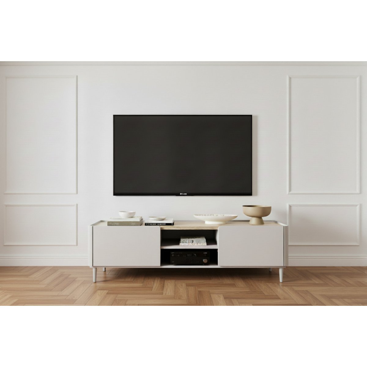 Meuble TV 170 cm , ANYRA beige, BOBOCHIC