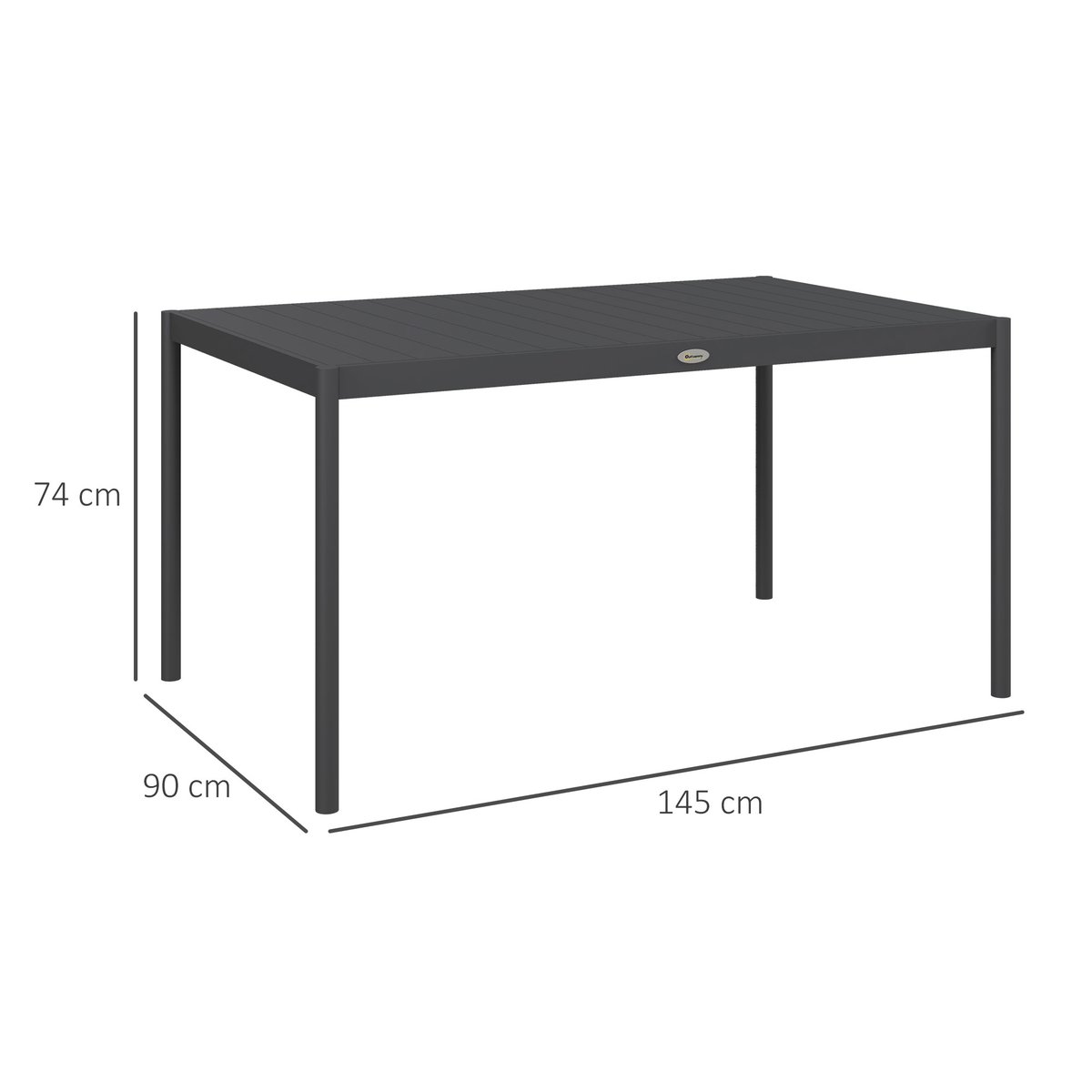 Table de jardin Aluminium Gris gris, OUTSUNNY