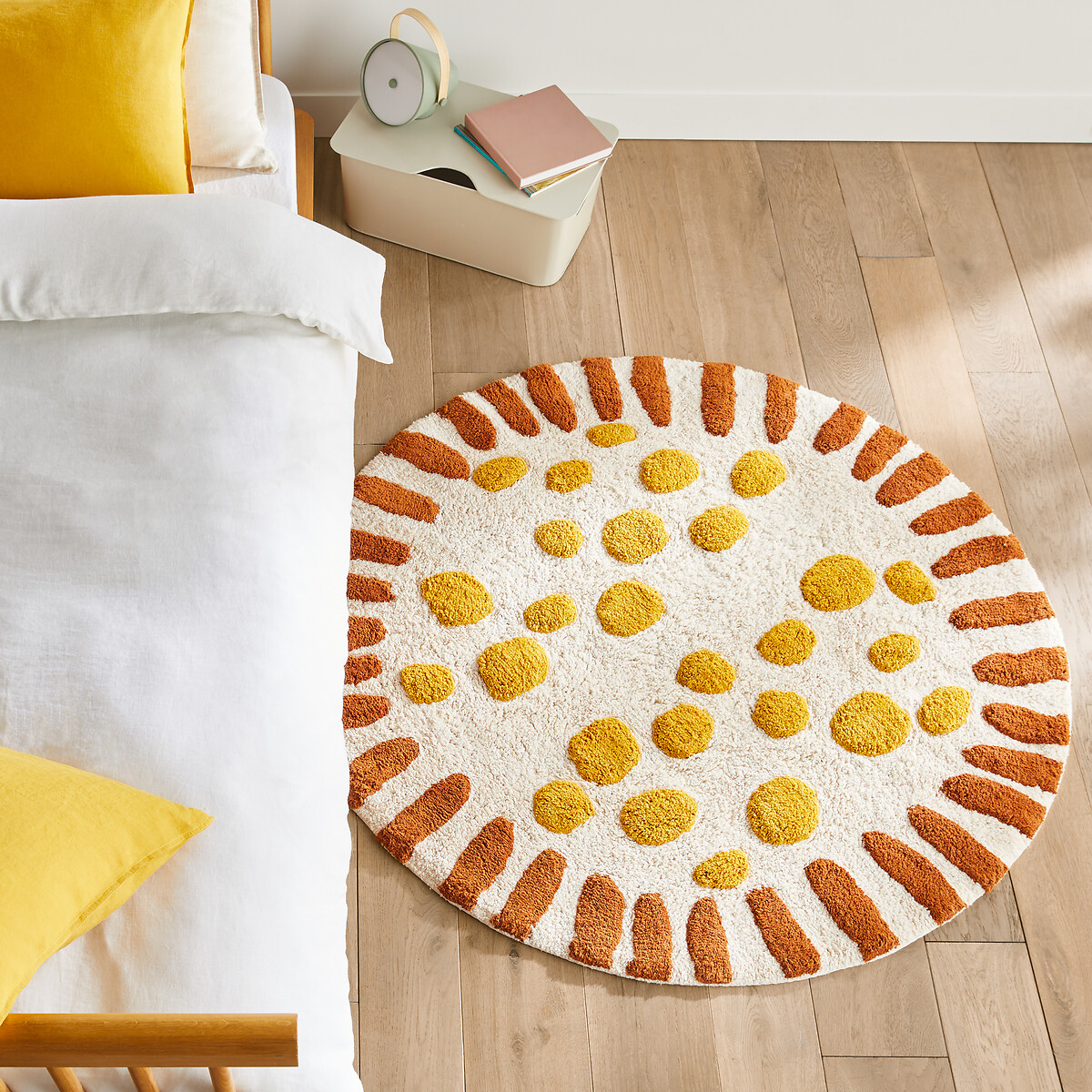 Tapis enfant rond coton biologique, Aarav multicolore, AM.PM