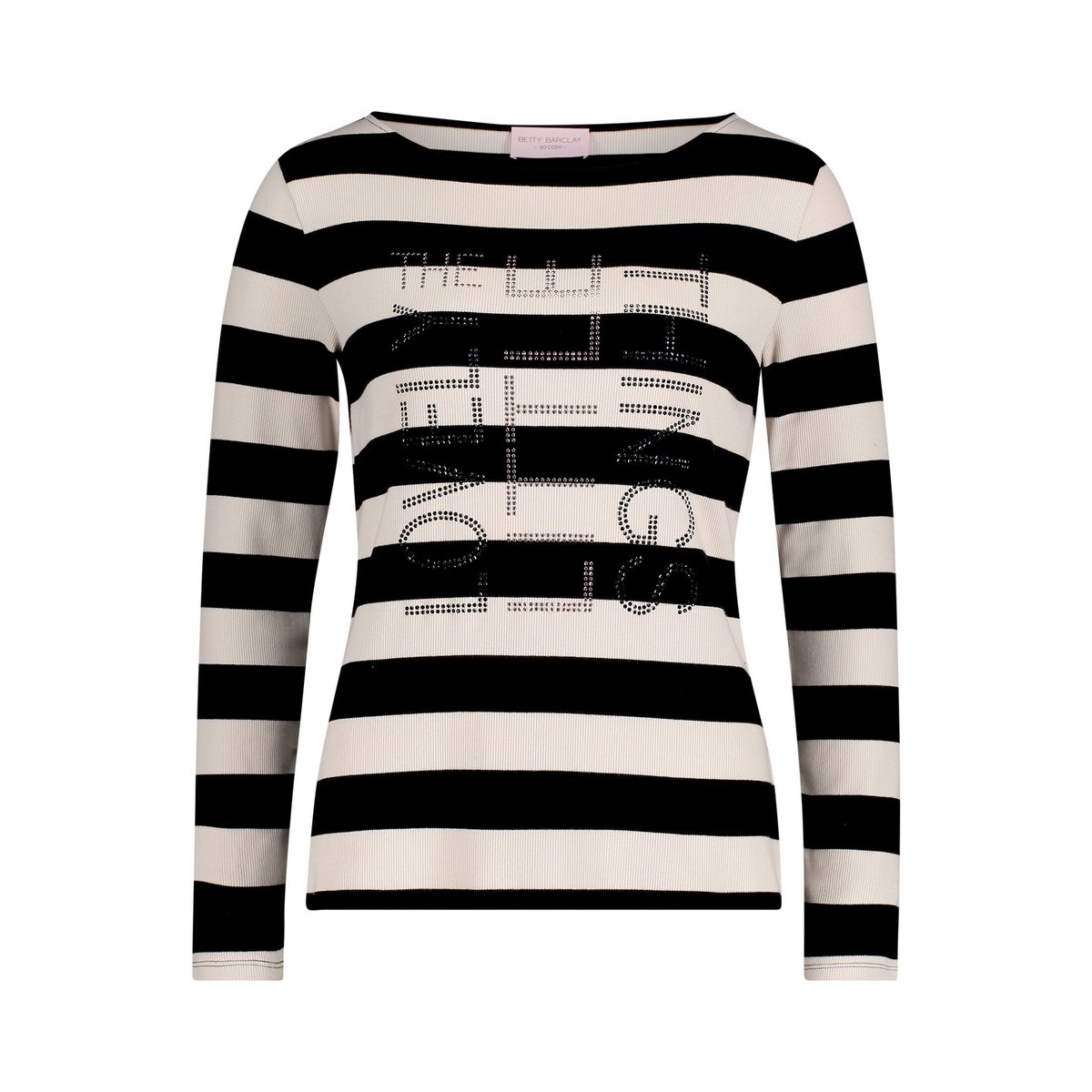 T-shirt basique de texture côtelée noir/blanc, BETTY BARCLAY