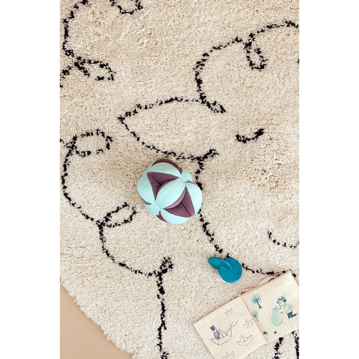 Tapis enfant rond doux et épais PETIT MOUTON beige sable, AFK LIVING