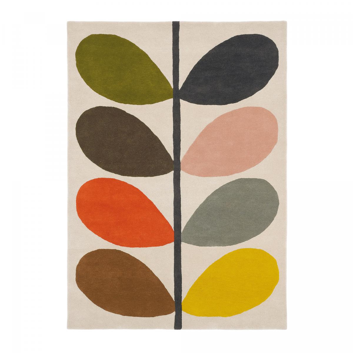 Tapis salon et chambre fait à la main en laine motif seventies GIANT écru, orange, rose, vert, UN AMOUR DE TAPIS