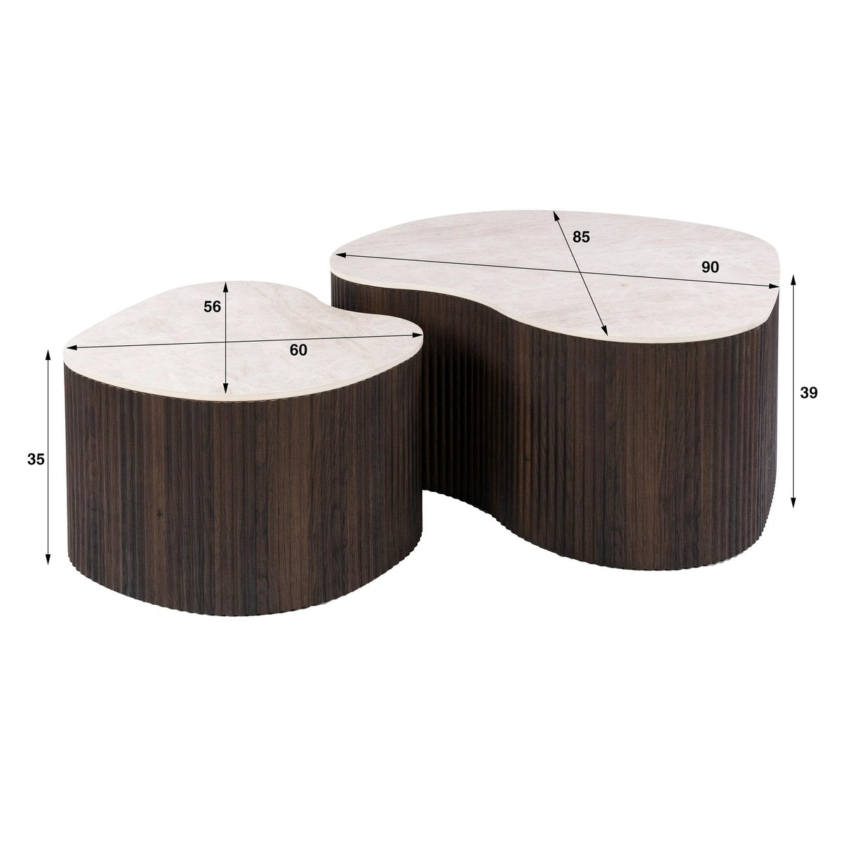 Table basse céramique et bois (lot de 2) MAHAL décor marbre, PIER IMPORT