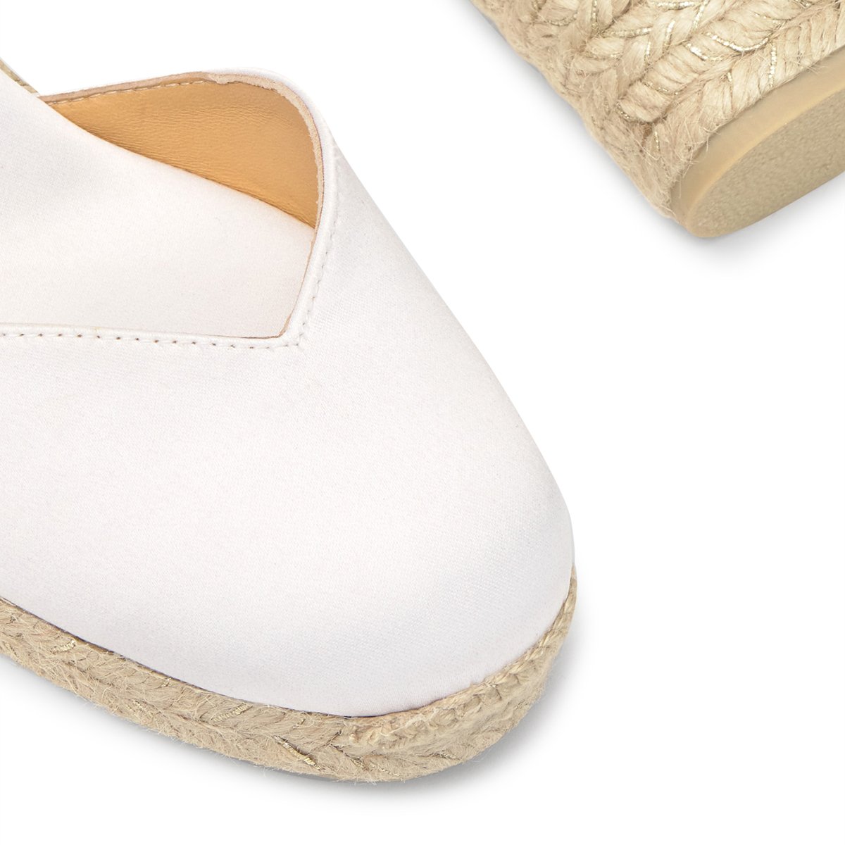 Espadrille compensée en satin avec fermeture à boucle CHIARITA PLATFORM blanc, CASTANER