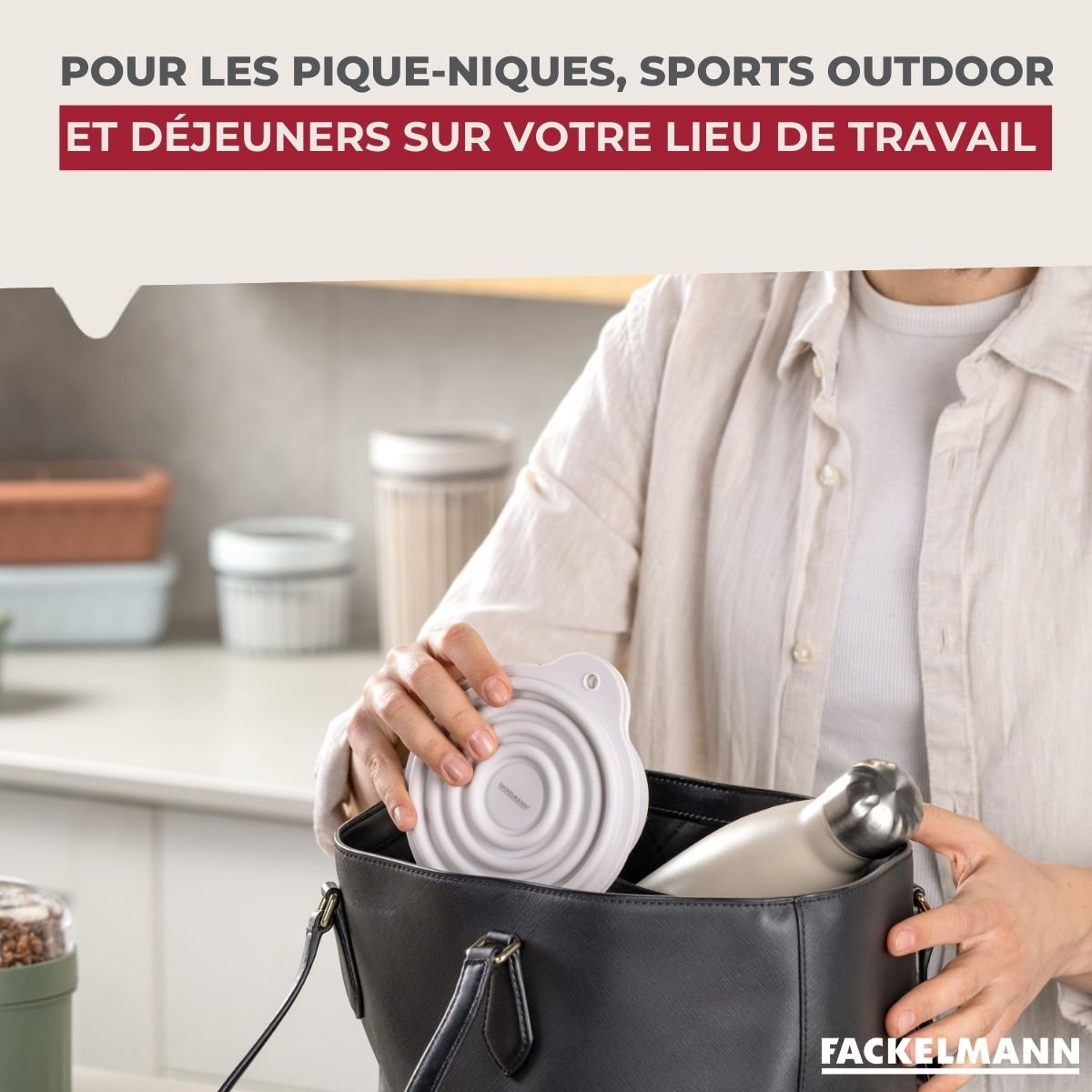 Lot de 6 lunch boxes 1,2 L avec 6 ustensiles de cuisine STORAGE blanc, FACKELMANN