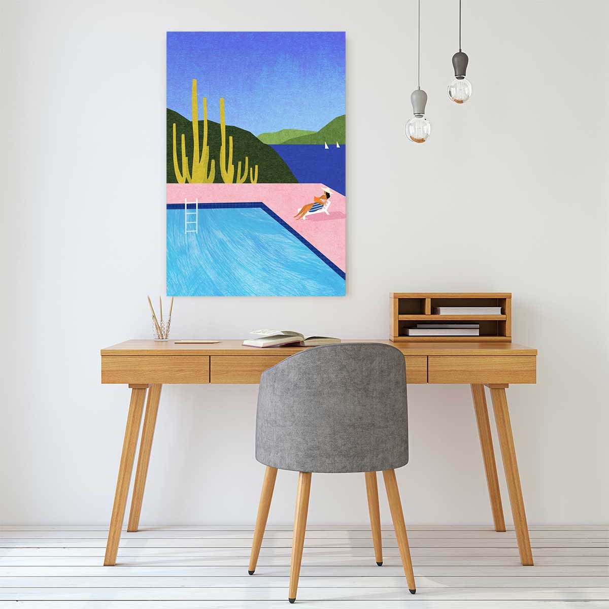 Tableau neo vintage swimming pool iii tableau alu dibond, HEXOA