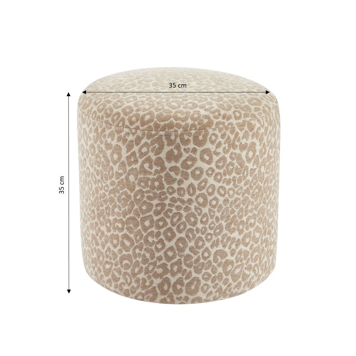 Pouf tissu AWA imprimé léopard beige, BAÏTA