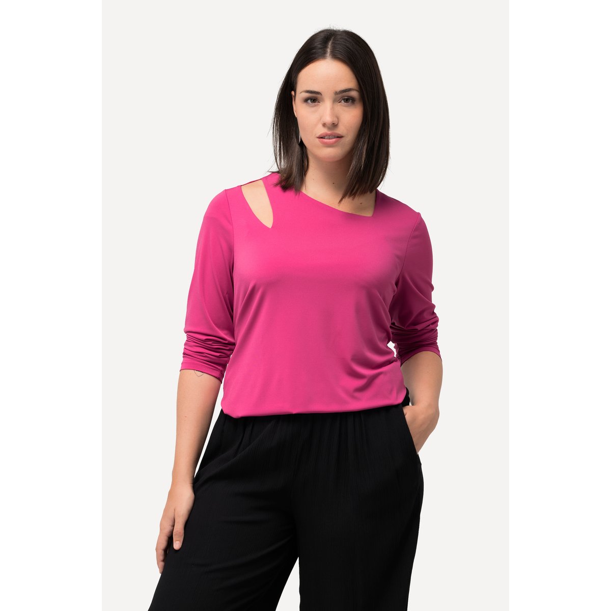 T-shirt manches longues rose vif oriental, ULLA POPKEN