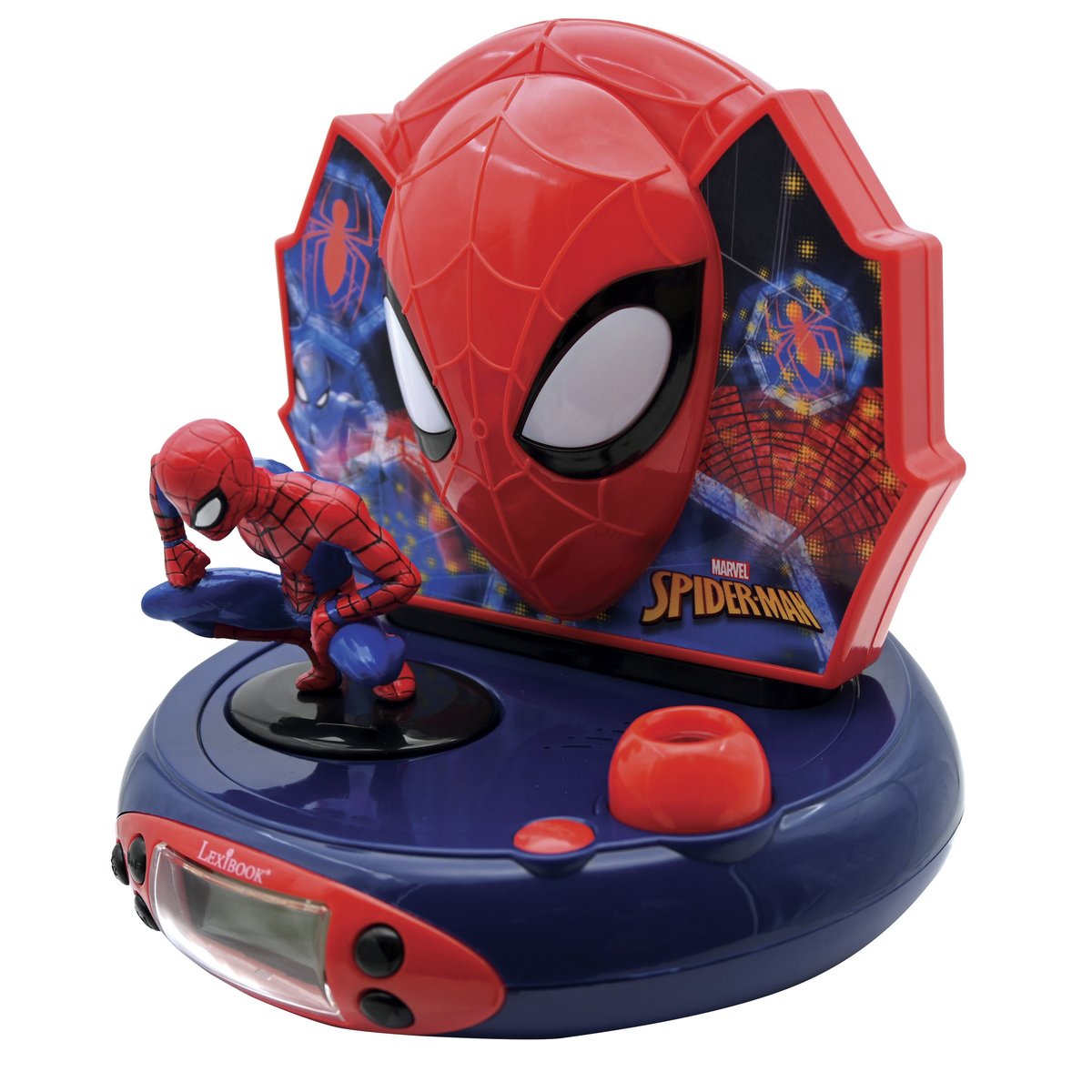 Réveil Projecteur SpiderMan 3D rouge, LEXIBOOK