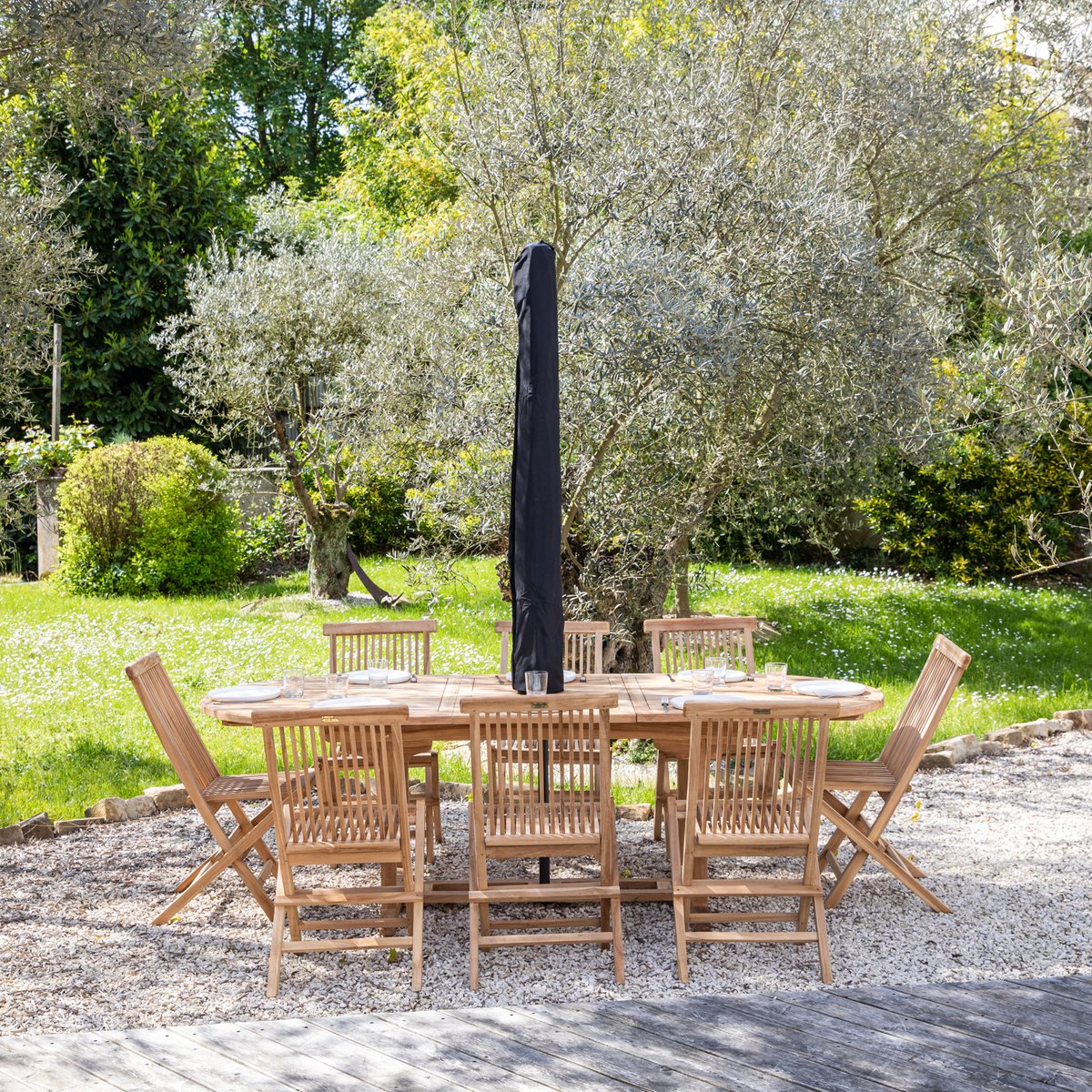 Housse pour parasol droit, 200cm noir, HAPPY GARDEN