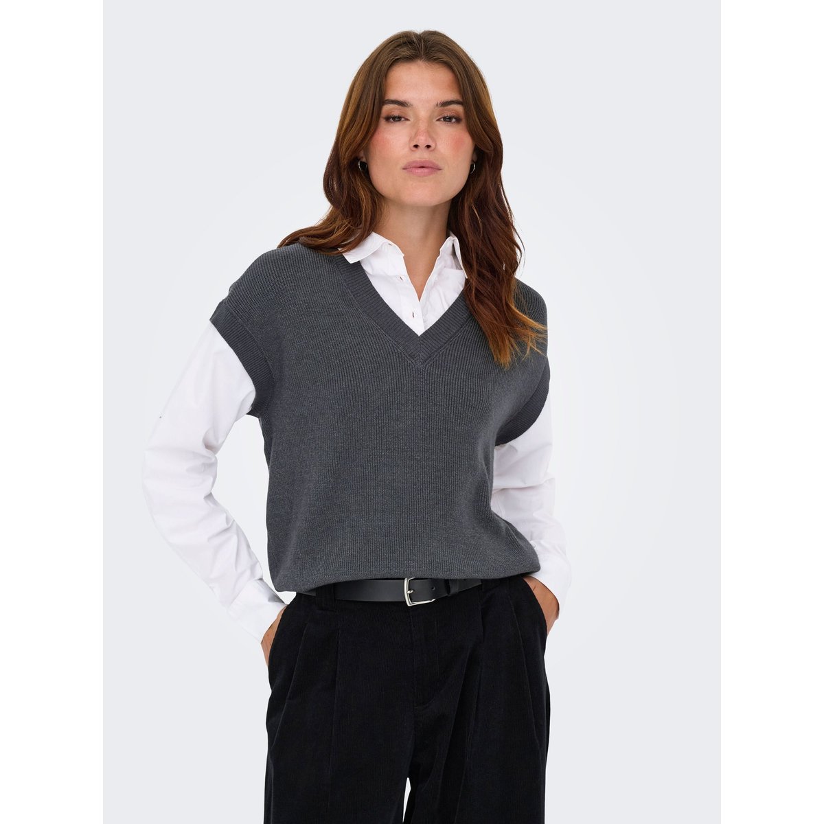 Gilet dark grey melange, ONLY