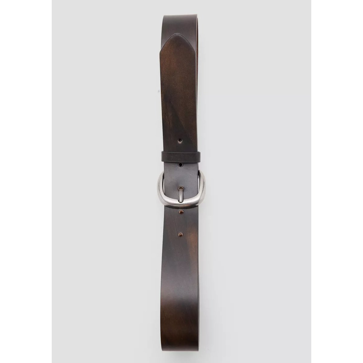 Ceinture en cuir effet usé chocolat, MANGO