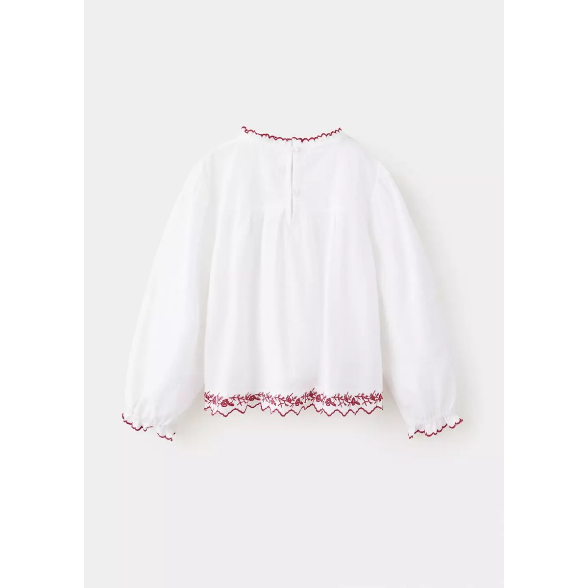 Blouse coton détails brodés festonnées blanc, MANGO BABY