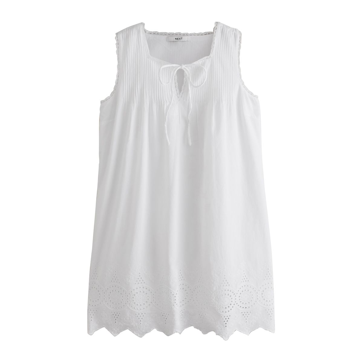 Robe courte brodée avec nœud sur le devant blanc, NEXT