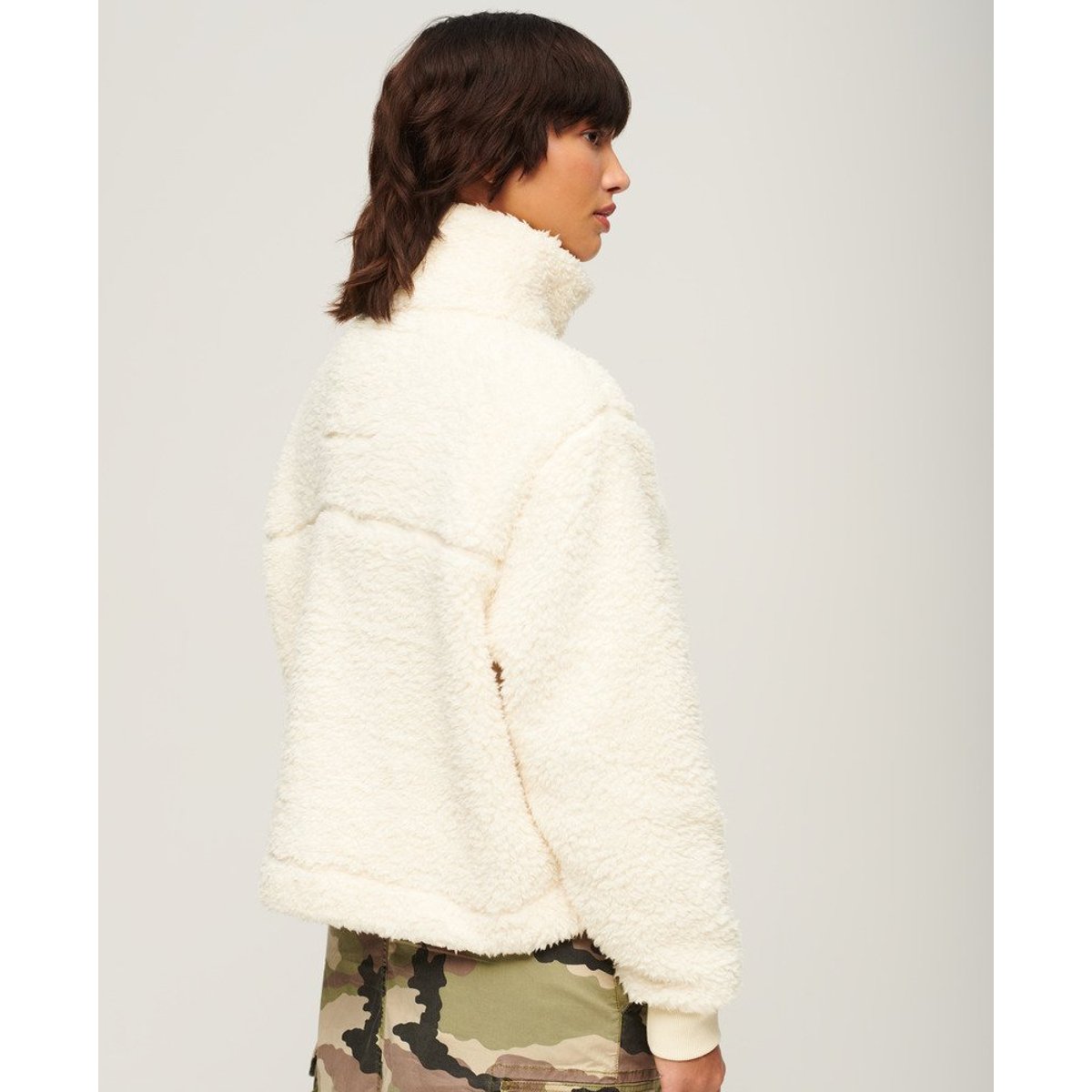 Pull ultra-doux à col camionneur écru poudré, SUPERDRY