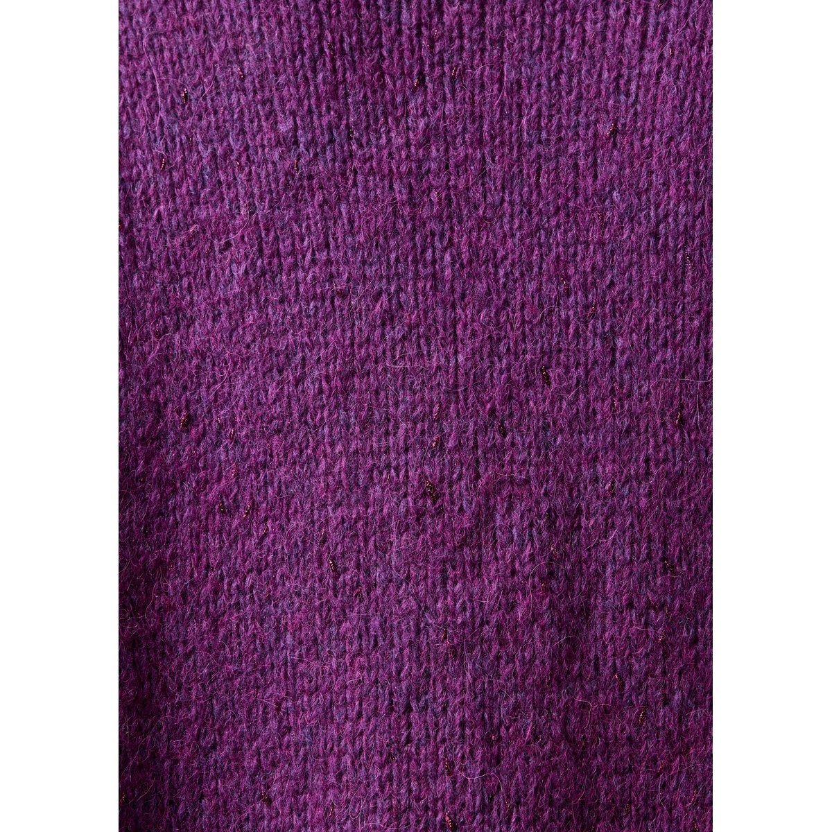Gilet mi-long oversize en maille irisée cassis, LA FEE MARABOUTEE