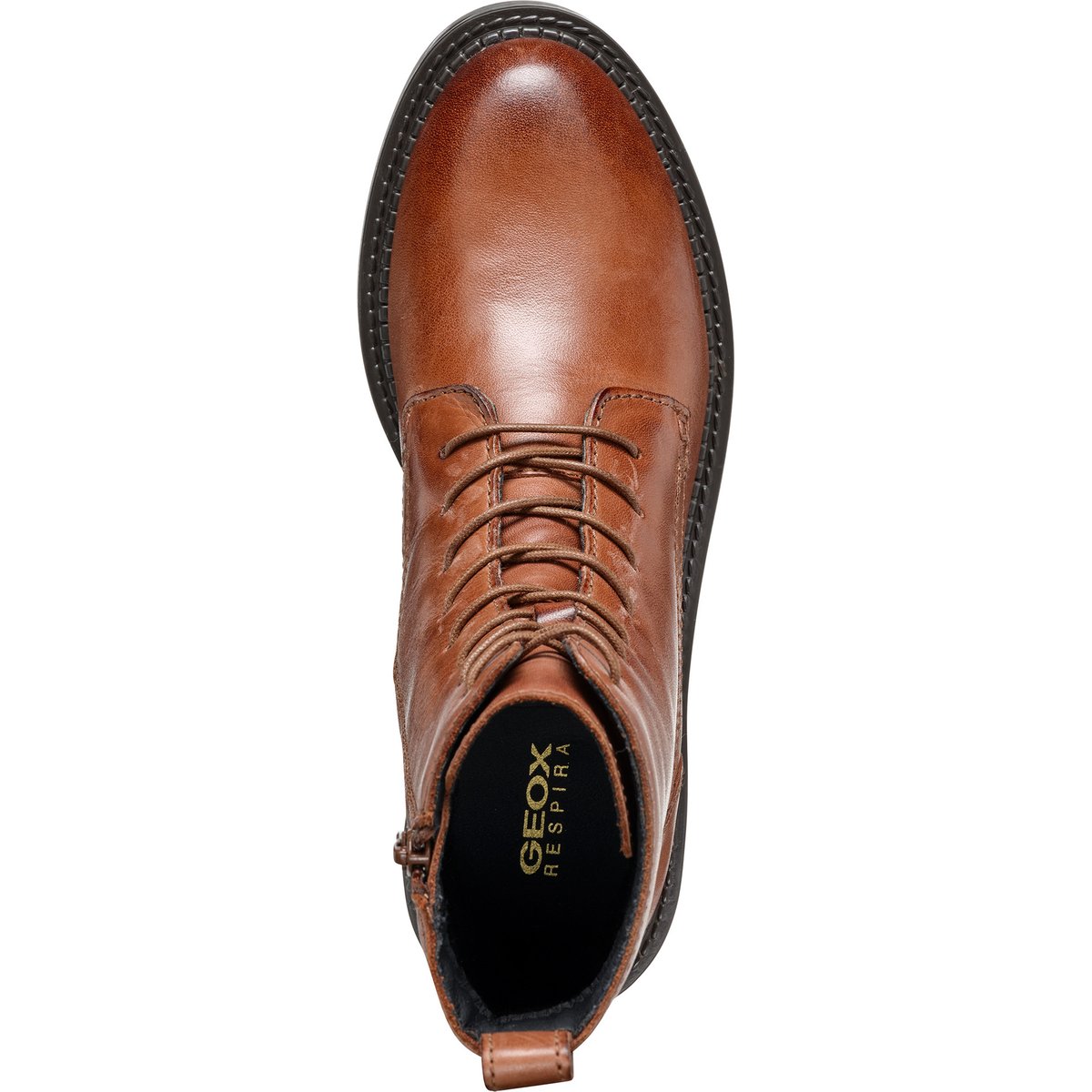 Bottines lacées en cuir, SERILDA marron clair, GEOX