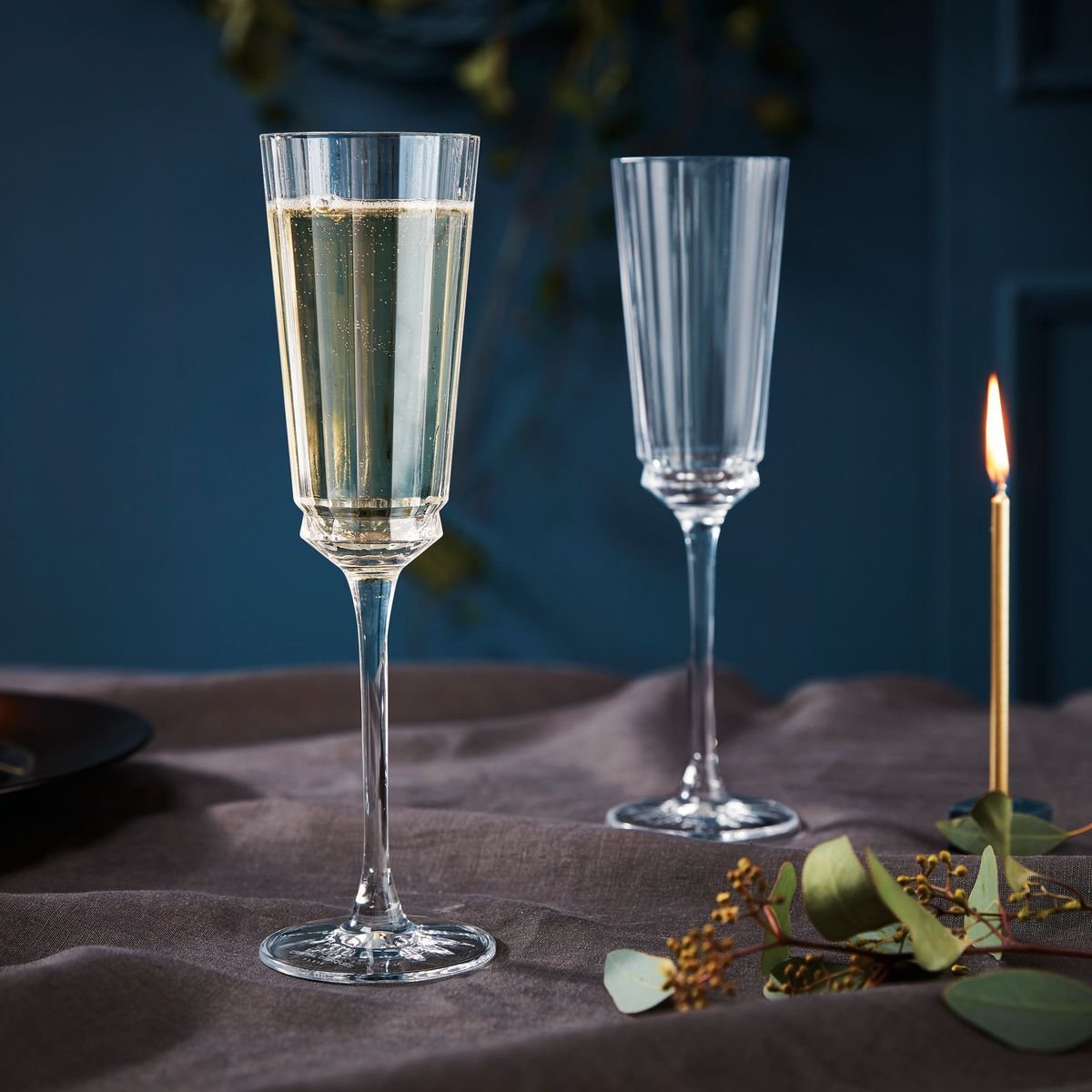 6 flûtes à Champagne 17cl -MACASSAR transparent, CRISTAL D ARQUES