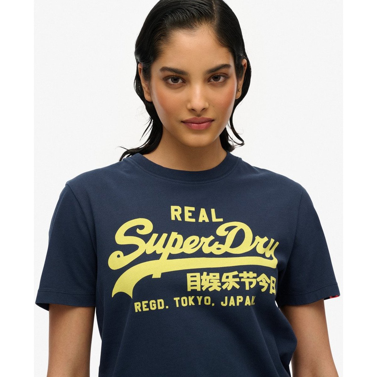 T-shirt ajusté Vintage Logo Neon bleu marine éclipse, SUPERDRY
