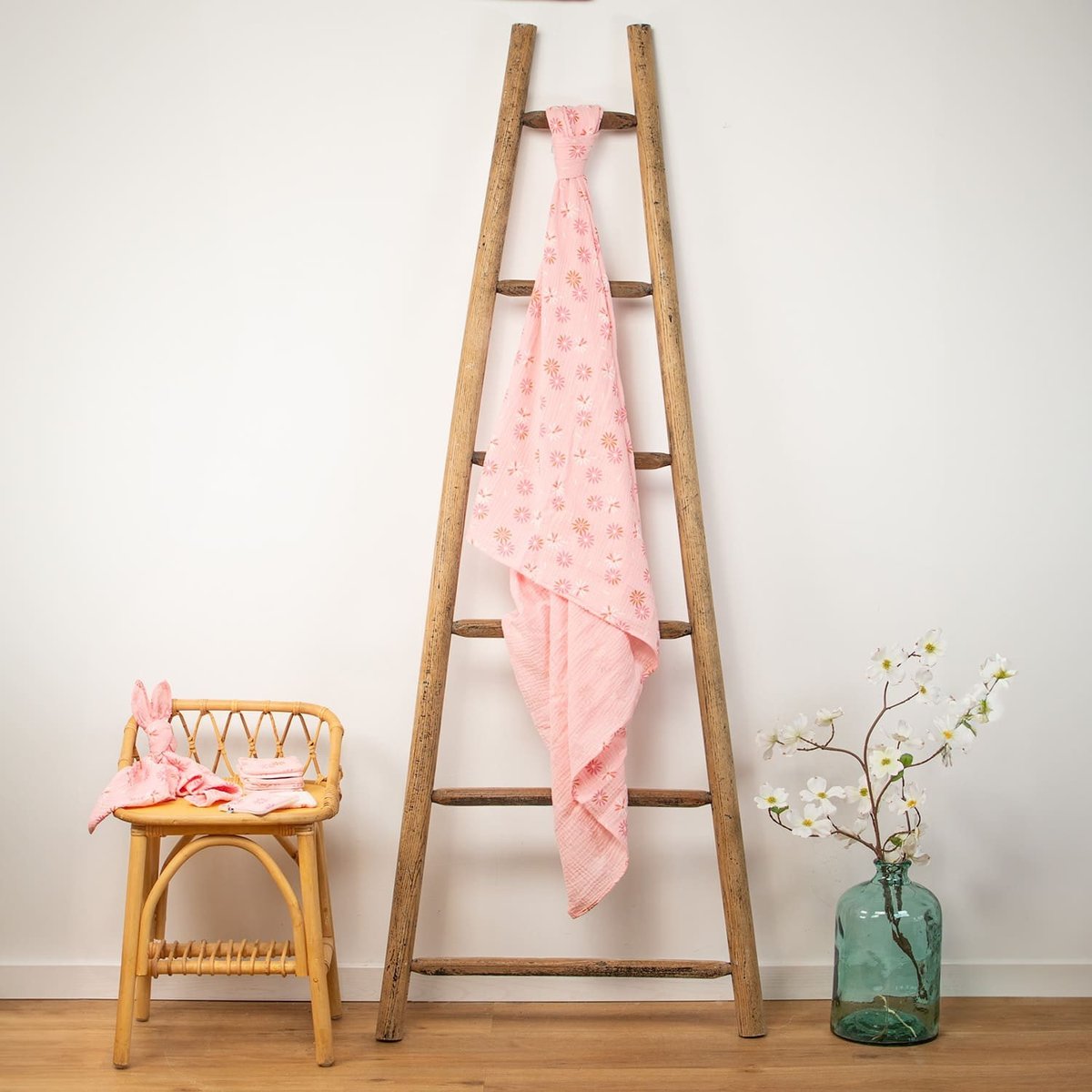 Maxi lange en gaze de coton MELODY rosella imprimé floral, rose, SEVIRA KIDS