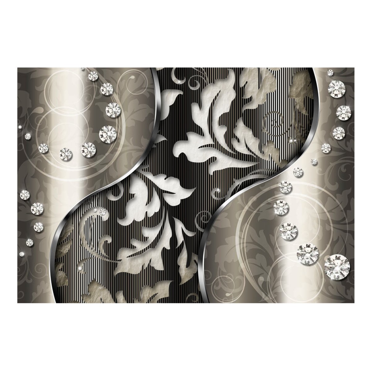 Papier peint intissé panoramique Diamond leaves beige, EDEN