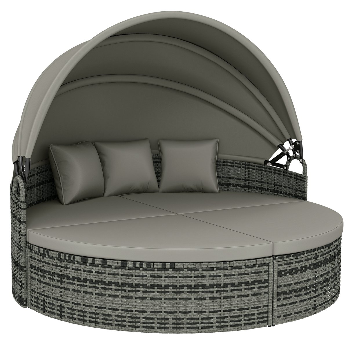 Ensemble de chaises longues en rotin Résine gris clair, gris foncé, OUTSUNNY
