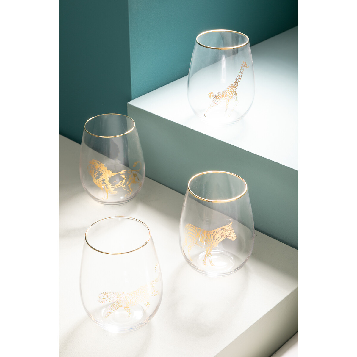Leopard Stemless Wine Glass transparent, SO'HOME